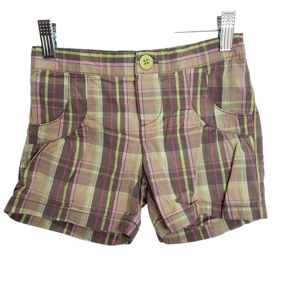 Carter's Pocketed Green and Pink Plaid Shorts 6X